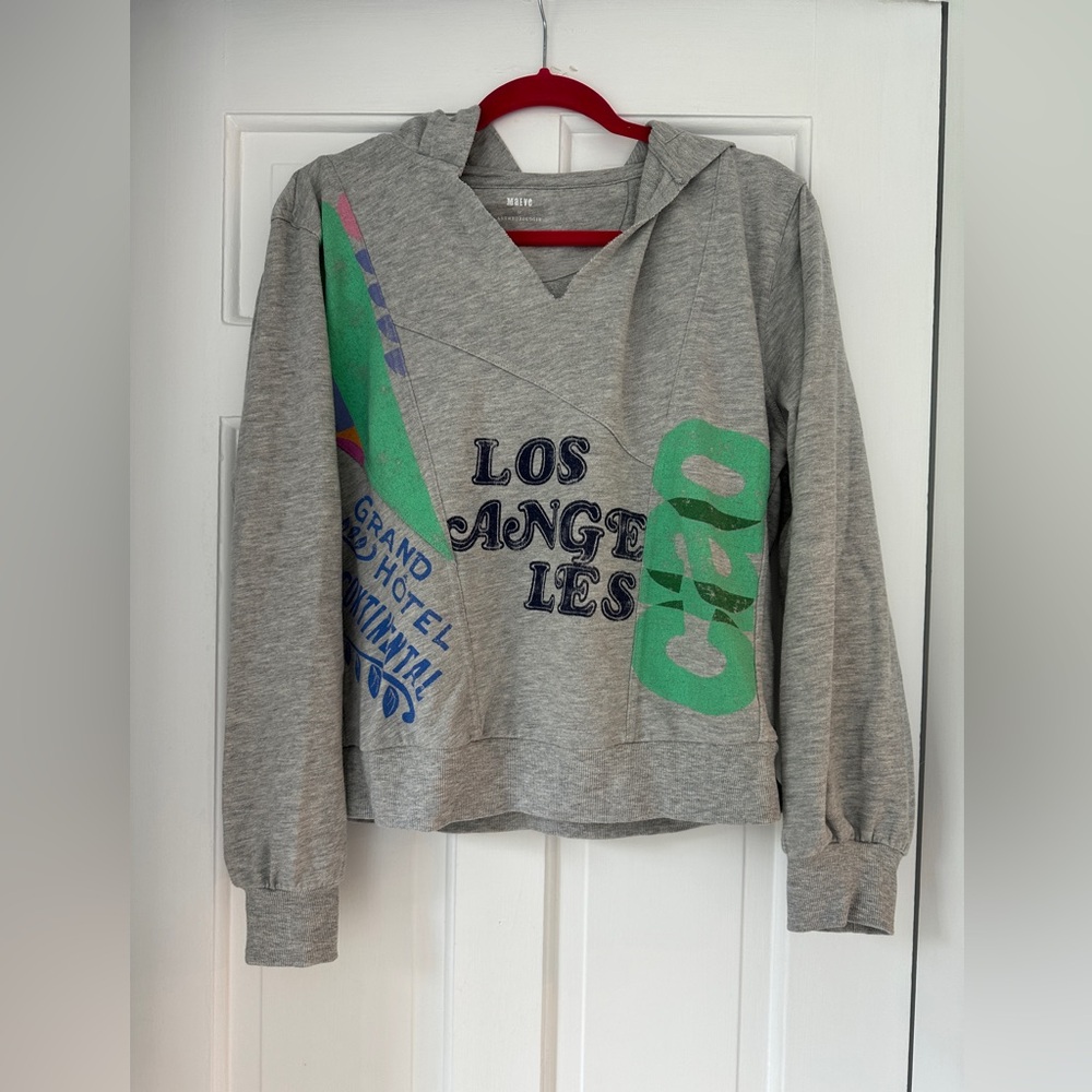 Anthropologie Maeve Gray Road Trip Graphic Hoodie Sweatshirt in Size Small - Picture 9 of 16